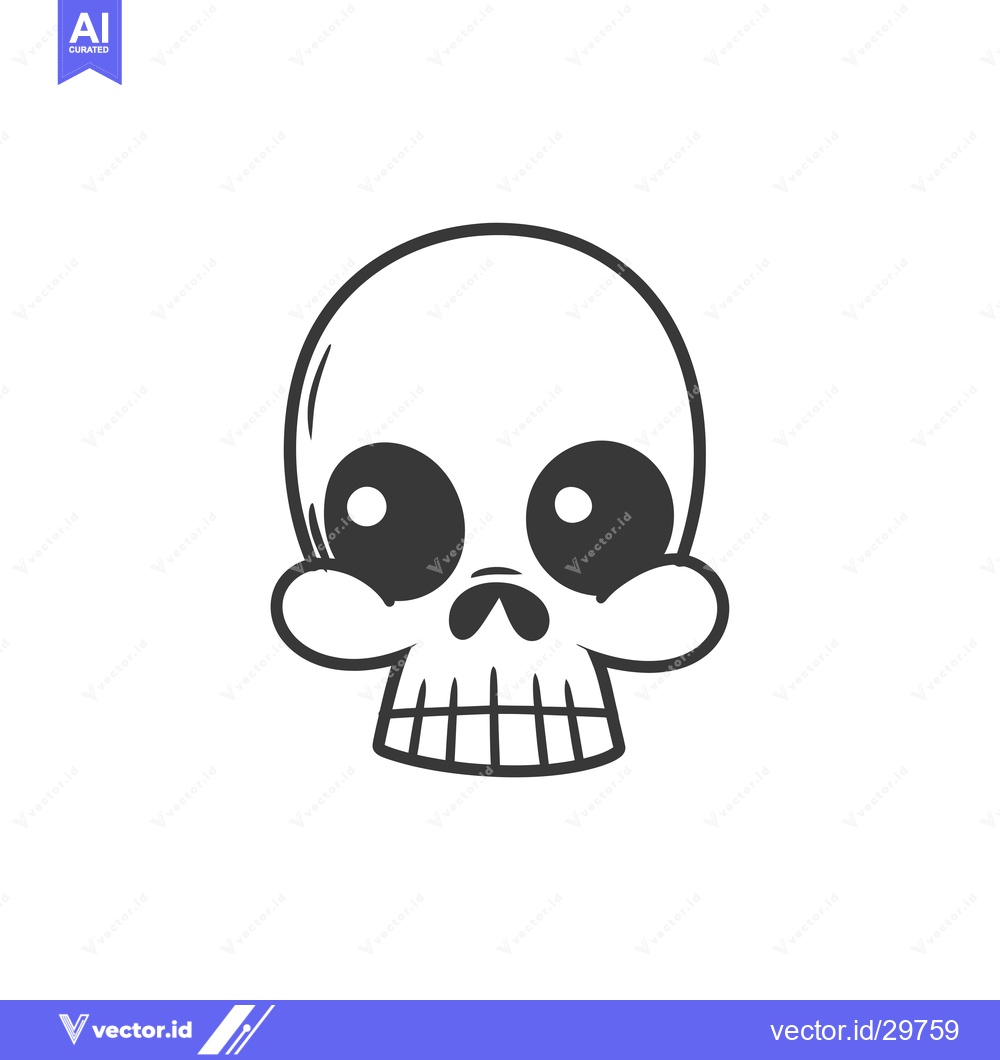 Premium Vector of Cartoon Skull with Big Eyes and Open Mouth