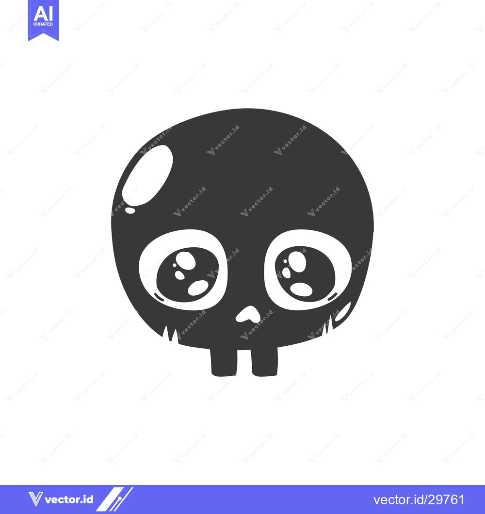 Premium Vector of Cartoon Skull with Large Eyes and a Small Nose