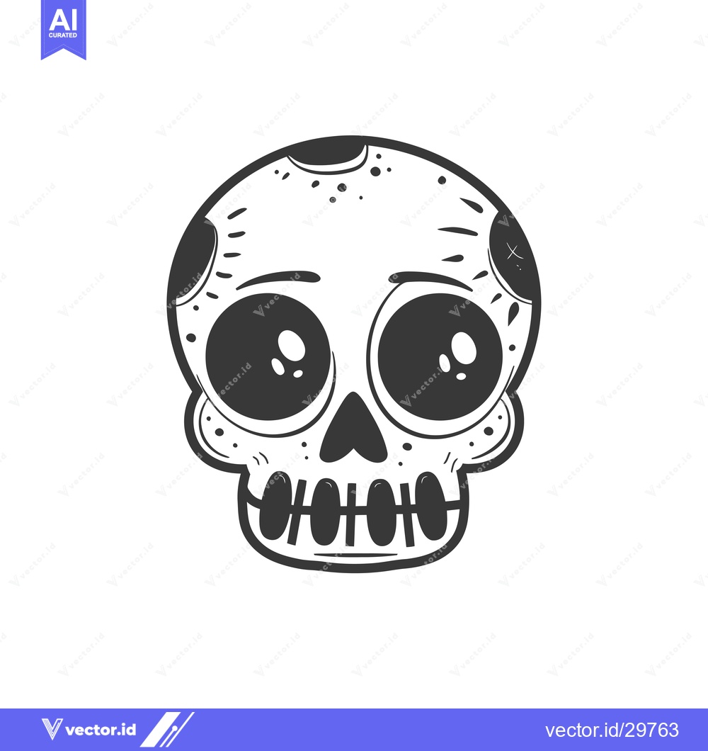 Premium Vector of Cartoon Skull with Large Eyes and Teeth