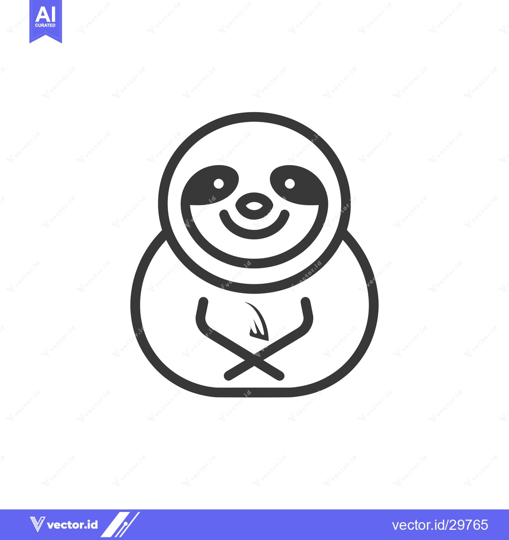 Premium Vector dari Cartoon Sloth Illustration with Crossed Arms and Smiling Face