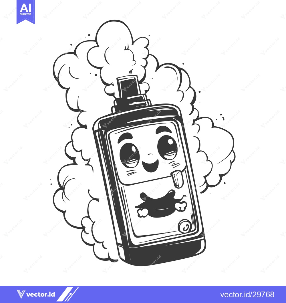 Premium Vector dari Cartoon Vape Mod With Smiling Face Exhaling Smoke Clouds