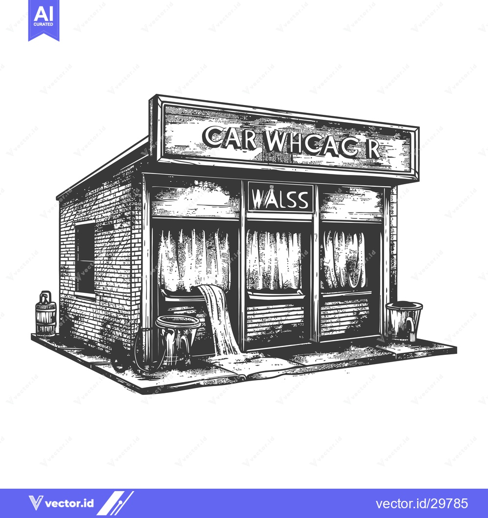 Premium Vector dari Vintage Car Wash Building Illustration Design