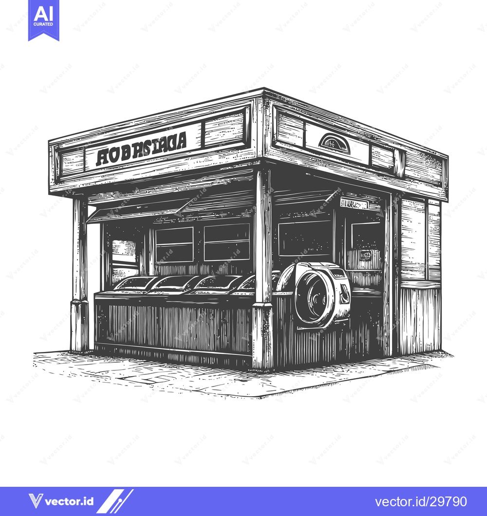 Premium Vector dari Hobastacia Ice Cream Shop Wood Structure Illustration