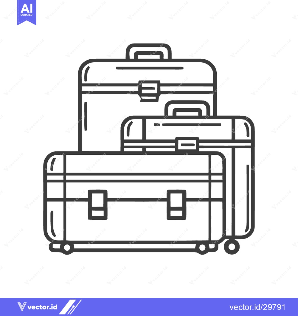 Premium Vector of Stacked Luggage Outline: Three Suitcases Ready for Travel