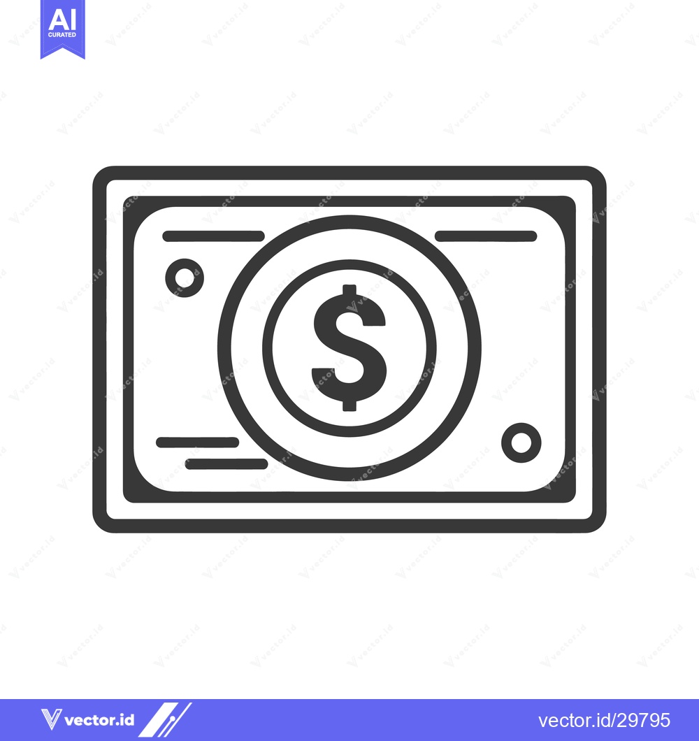 Premium Vector dari A black and white icon representing a single currency note