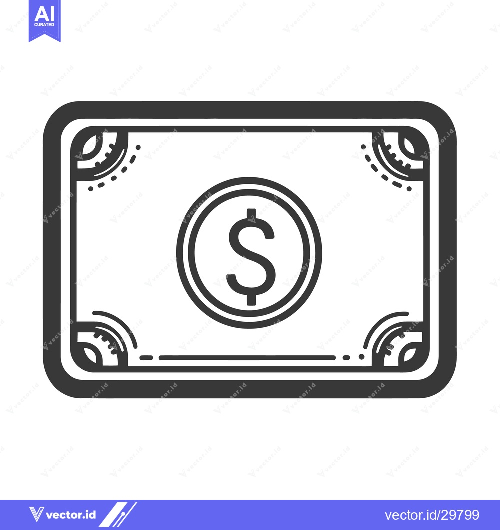 Premium Vector dari A simple black and white depiction of a dollar bill