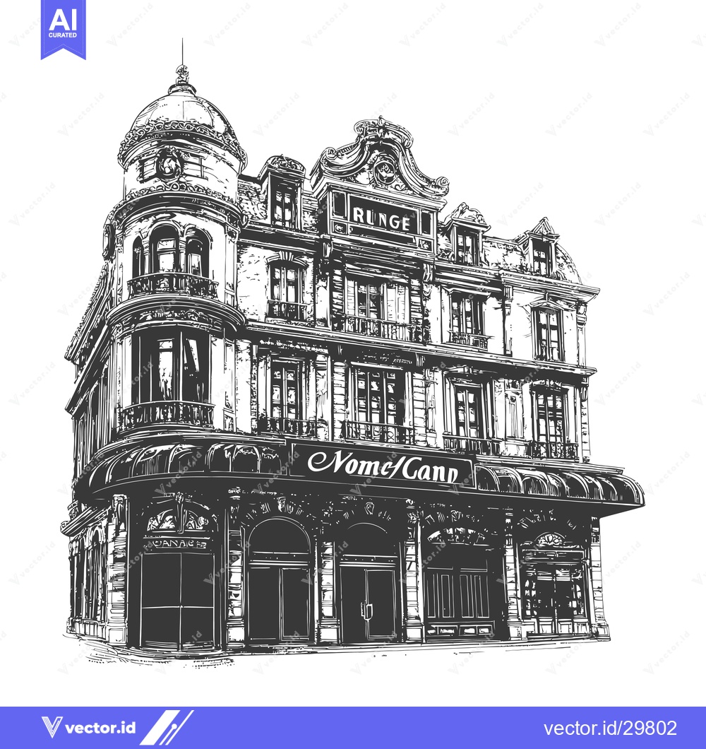 Premium Vector dari Elegant European style building architectural drawing