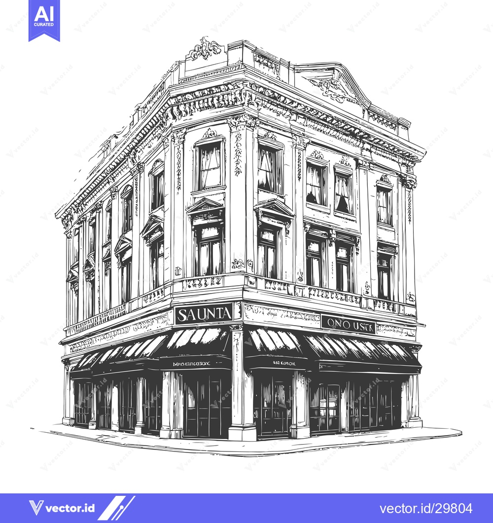 Premium Vector dari Elegant Corner Building Architectural Sketch Drawing
