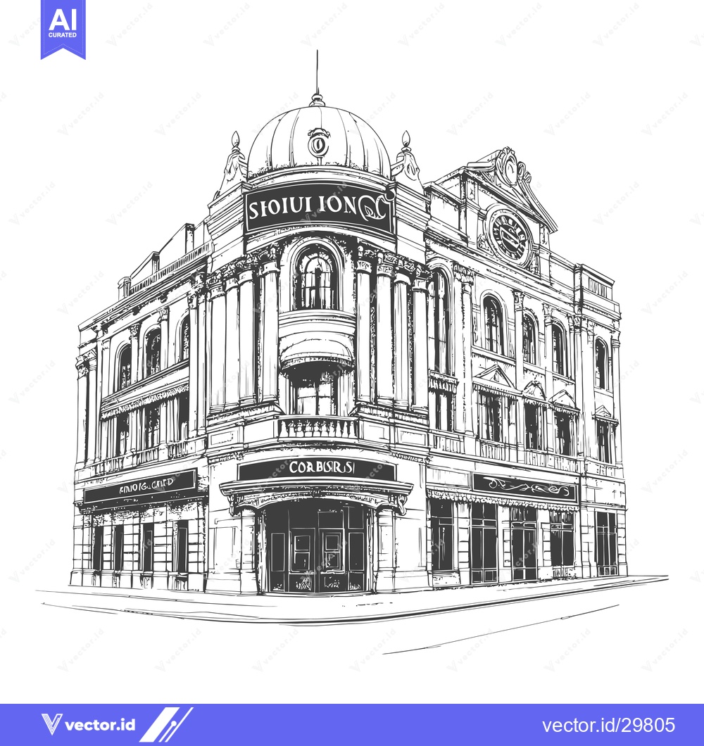 Premium Vector dari Elegant Classic Building Architectural Sketch Design