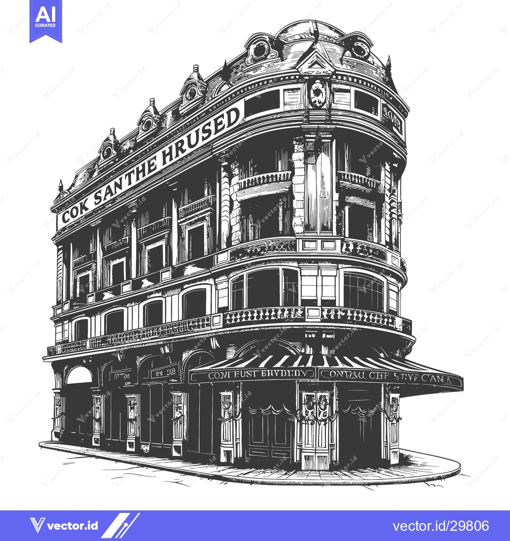 Premium Vector dari Elegant Corner Building Architectural Sketch