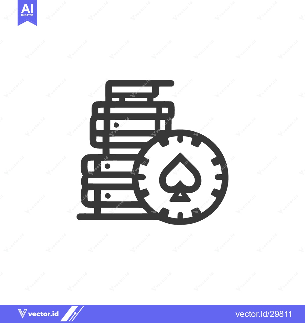 Premium Vector dari Minimalist Casino Chips Stack with Spade Symbol, Outline Style