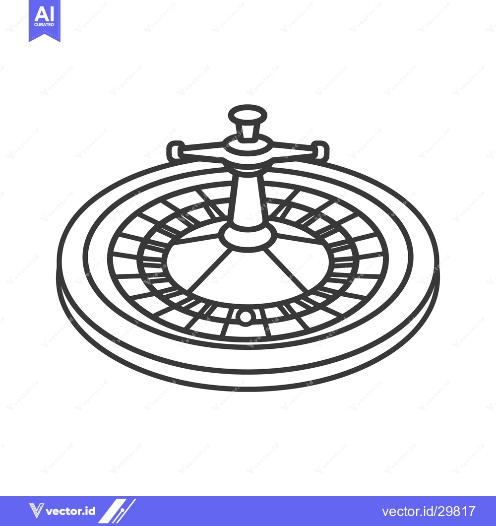 Premium Vector of A detailed line art illustration depicting a casino roulette wheel