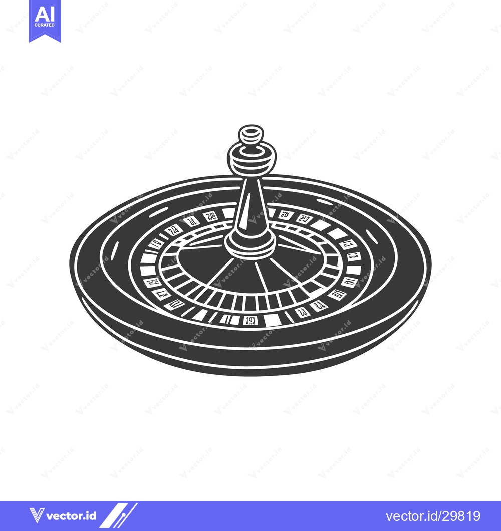 Premium Vector of The illustration depicts a casino roulette wheel in grayscale format