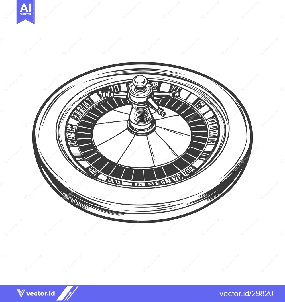 Premium Vector dari A Black and White Roulette Wheel on a White Background