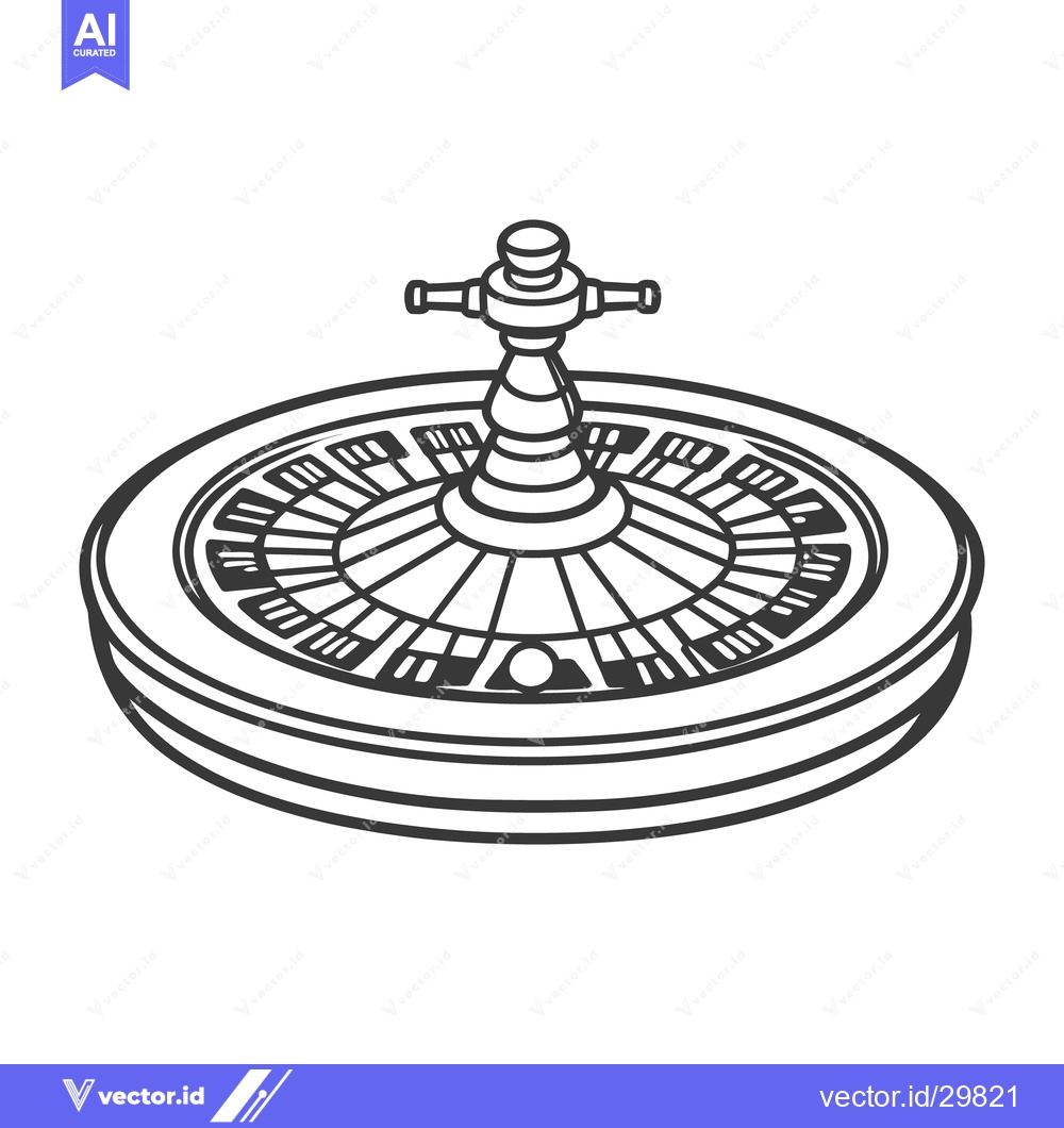 Premium Vector of An illustration depicting a casino roulette wheel ready for a game