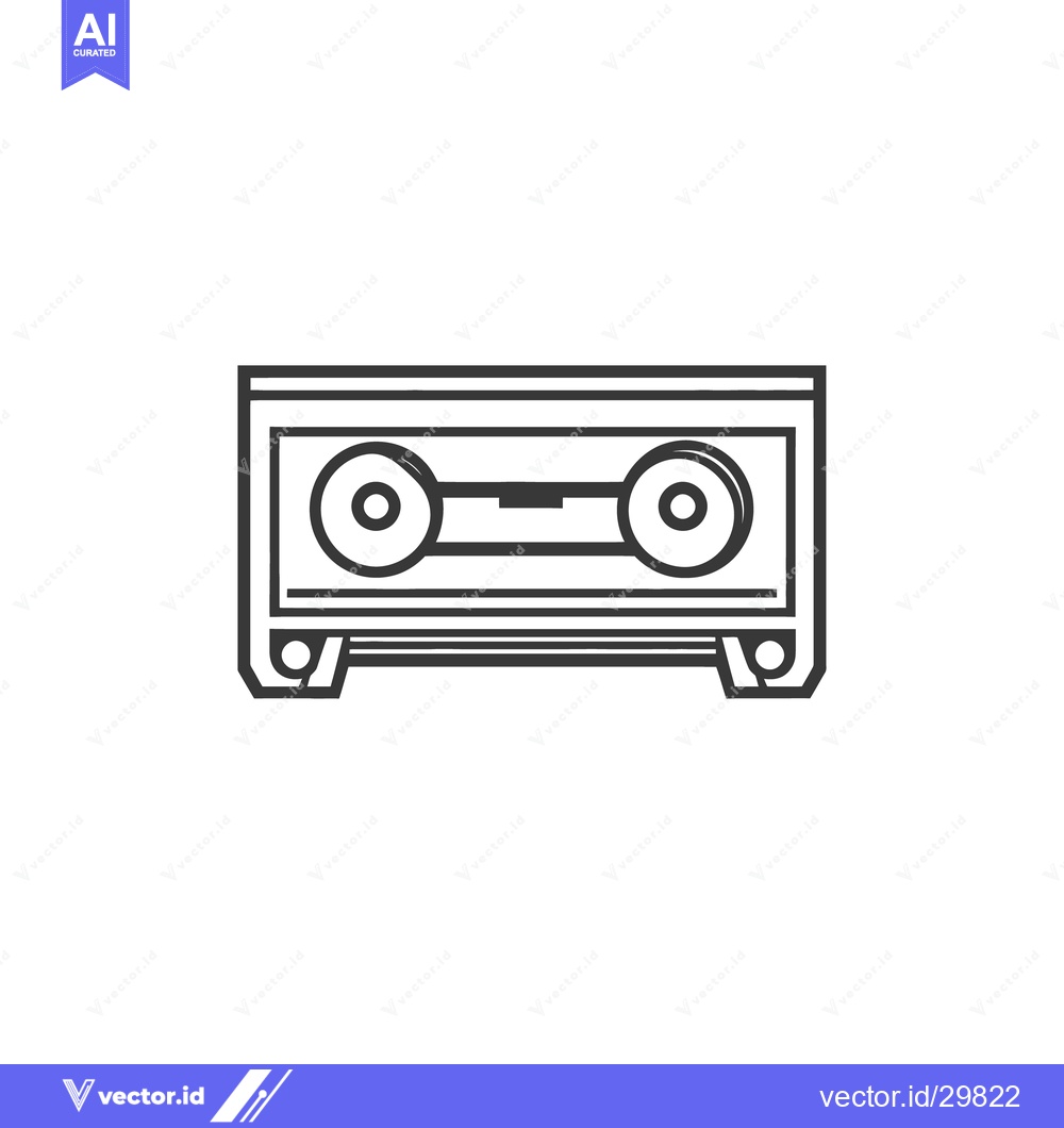 Premium Vector of A black and white illustration of a retro audio cassette tape