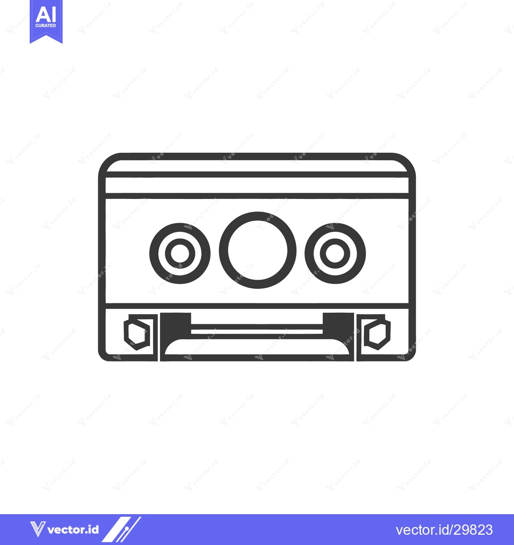 Premium Vector dari A simplified monochrome illustration of a cassette tape design
