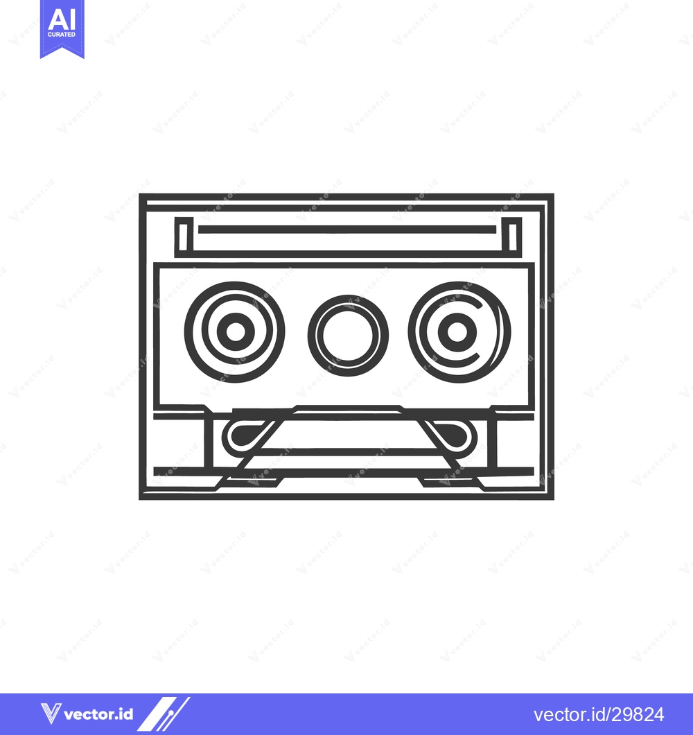 Premium Vector dari A black and white image of an analog cassette tape