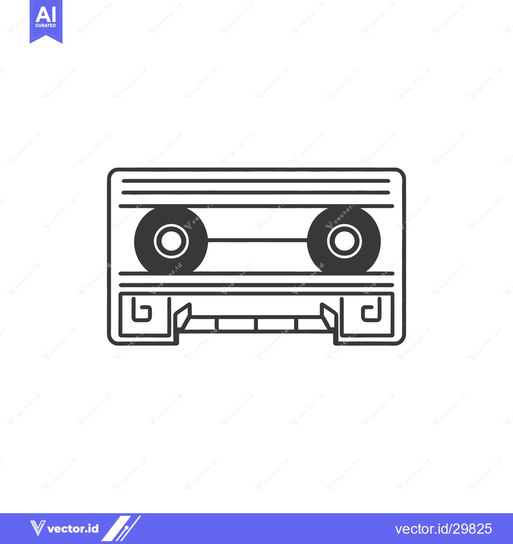 Premium Vector of A black and white illustration of a vintage audio cassette tape