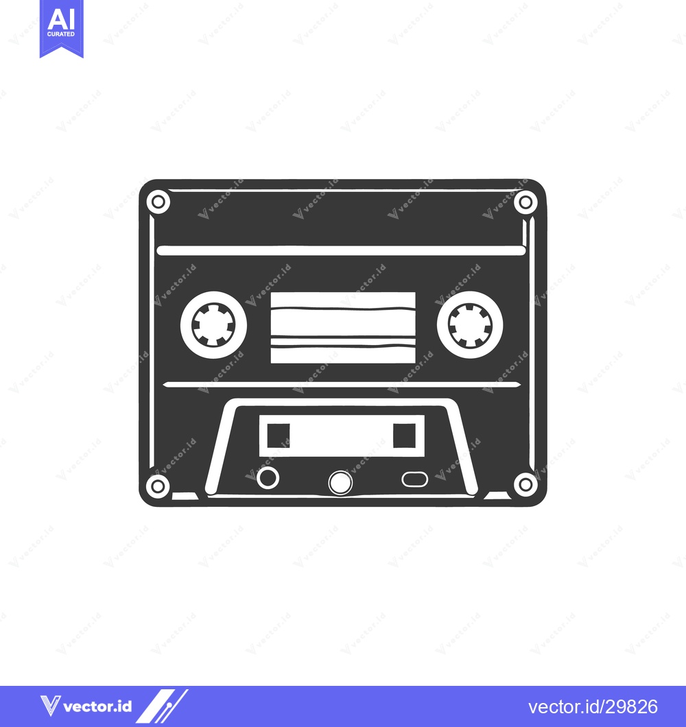 Premium Vector of A simple monochrome illustration depicting an old cassette tape
