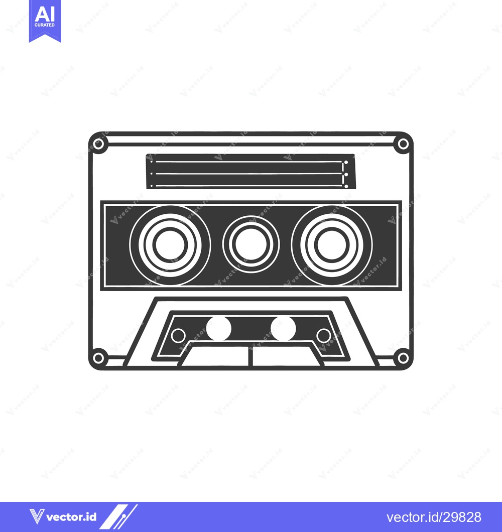 Premium Vector dari A black and white illustration of a cassette tape