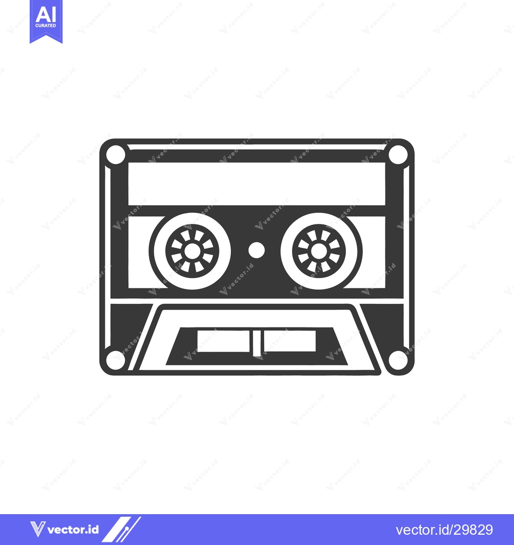 Premium Vector dari A monochrome graphic depiction of a magnetic audio cassette tape