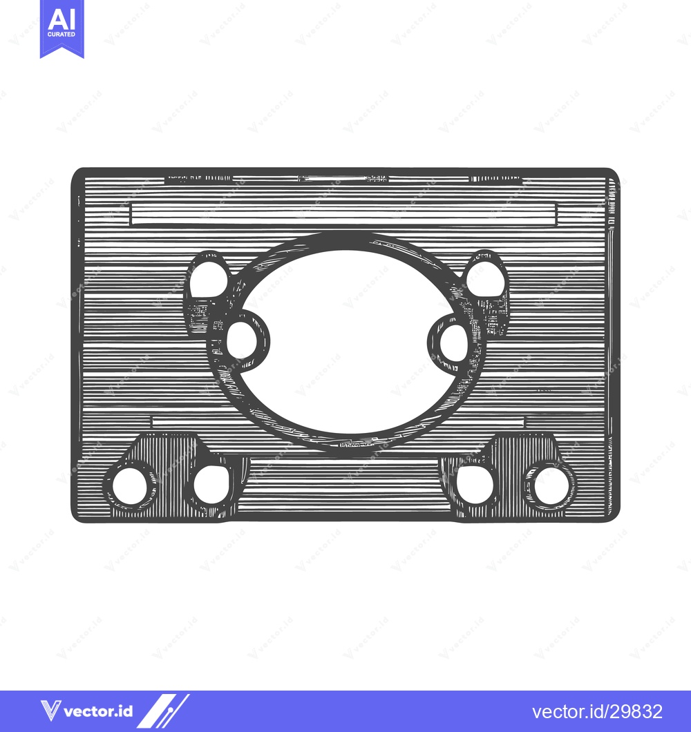 Premium Vector dari A sketched illustration depicting a vintage cassette tape component