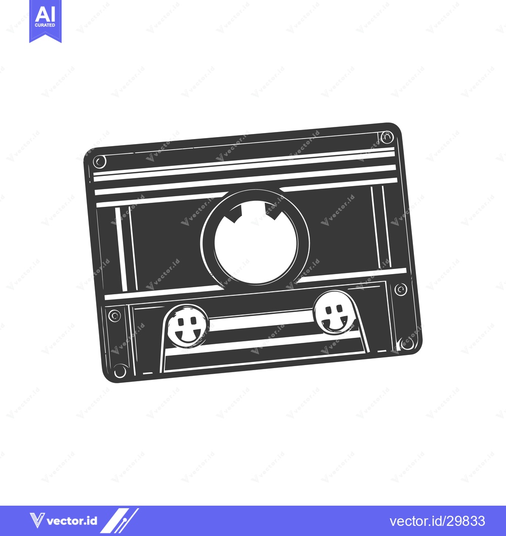 Premium Vector of A grayscale illustration of a retro audio cassette tape