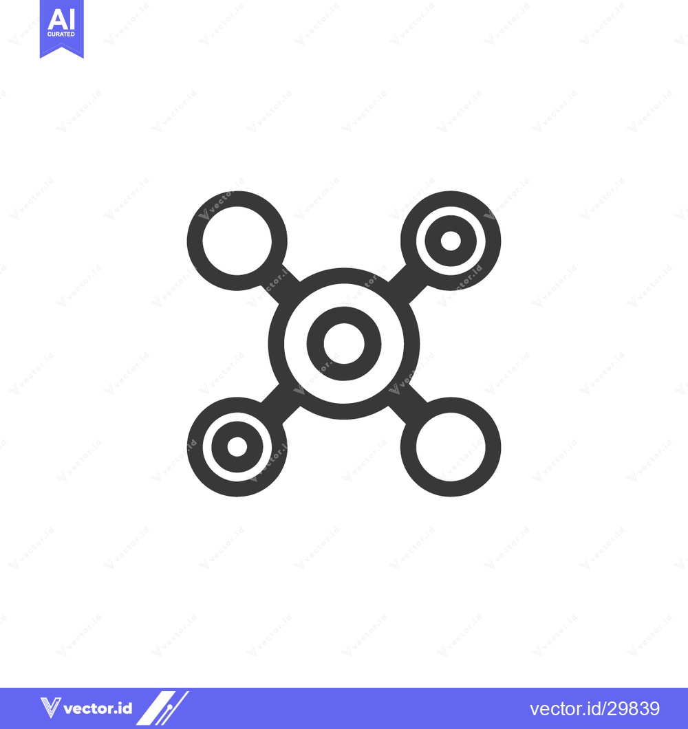 Premium Vector of Minimalist Molecule Icon: Symmetrical Structure with Circular Elements