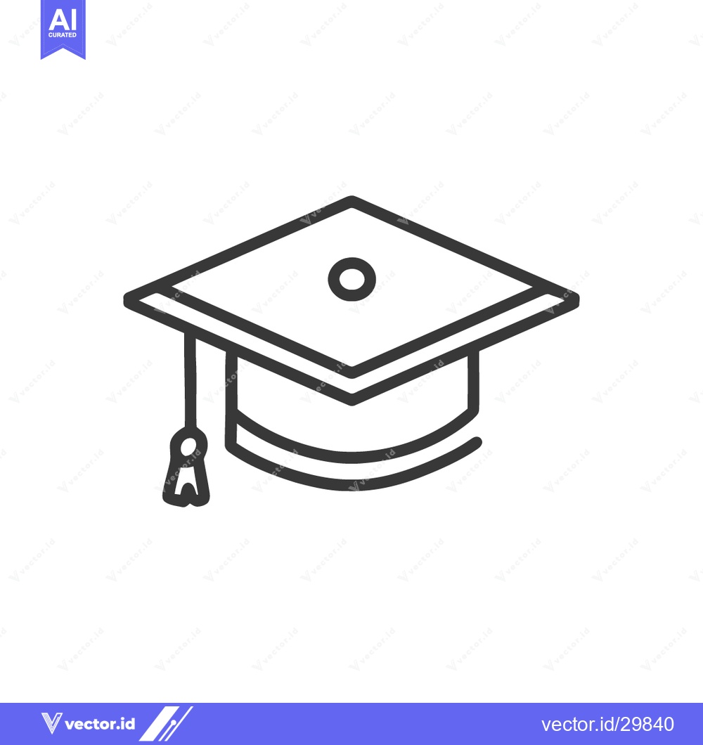 Premium Vector dari Minimalist Graduation Cap Icon: Academic Achievement Symbol in Black O