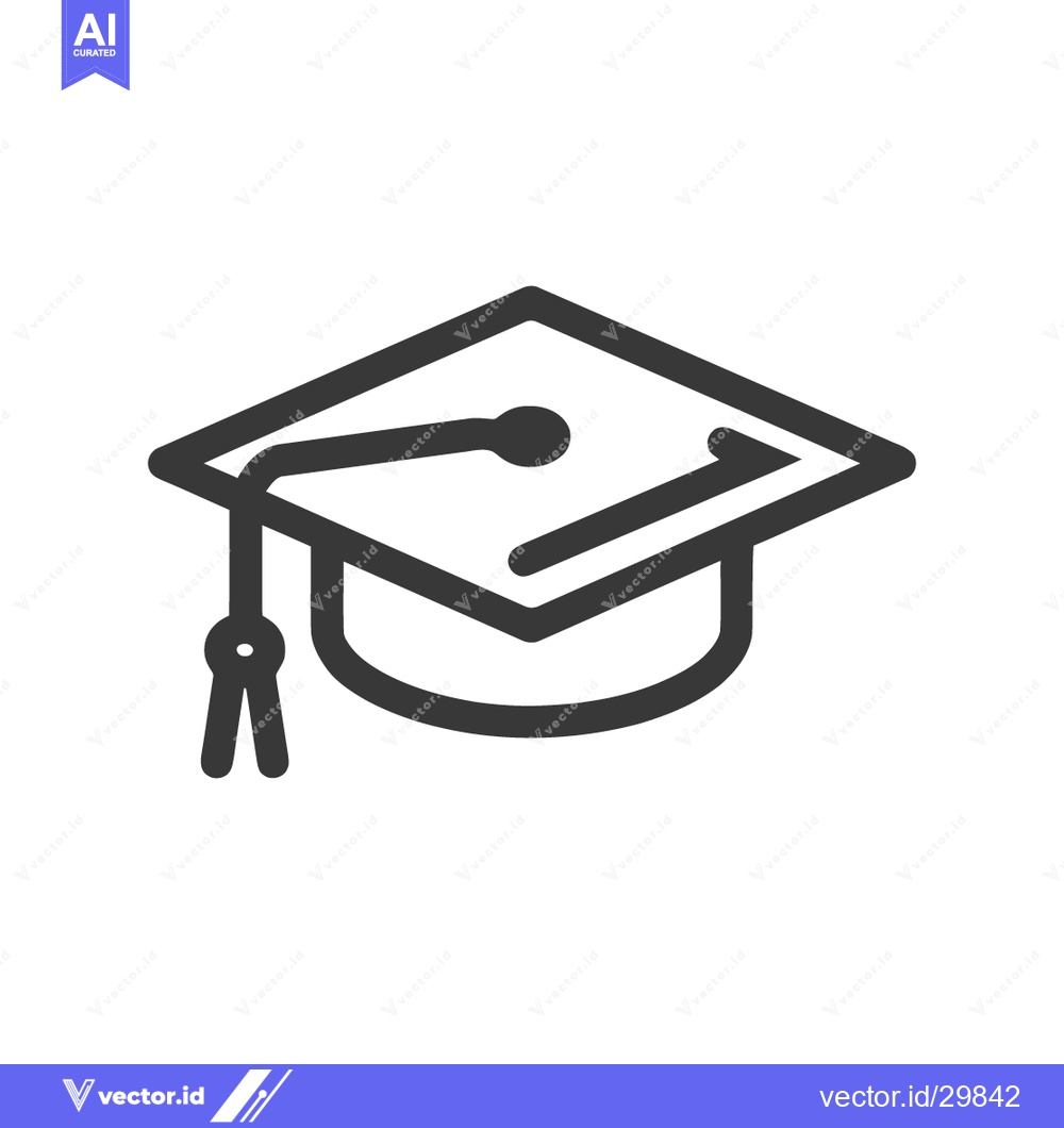 Premium Vector dari Minimalist Graduation Cap Icon: Academic Achievement Symbol in Simple