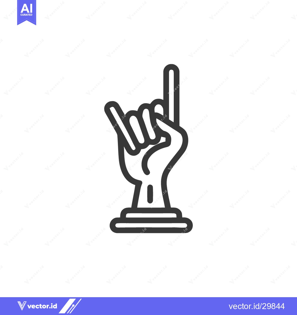 Premium Vector dari Devil Horns Hand Gesture Trophy Icon, Rock and Roll Symbol, Line Art