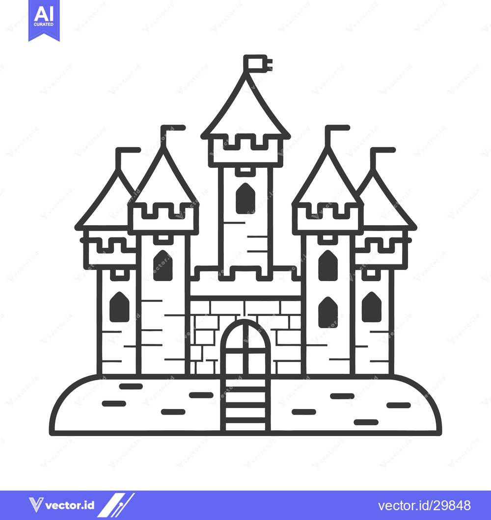 Premium Vector dari A simple line art illustration of a majestic medieval castle