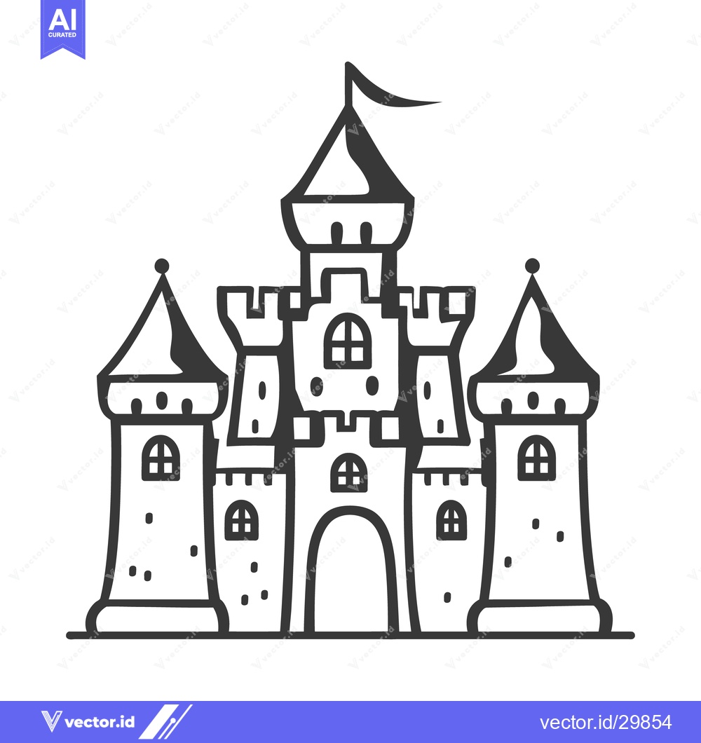 Premium Vector of A detailed illustration of a medieval fortified fairytale castle