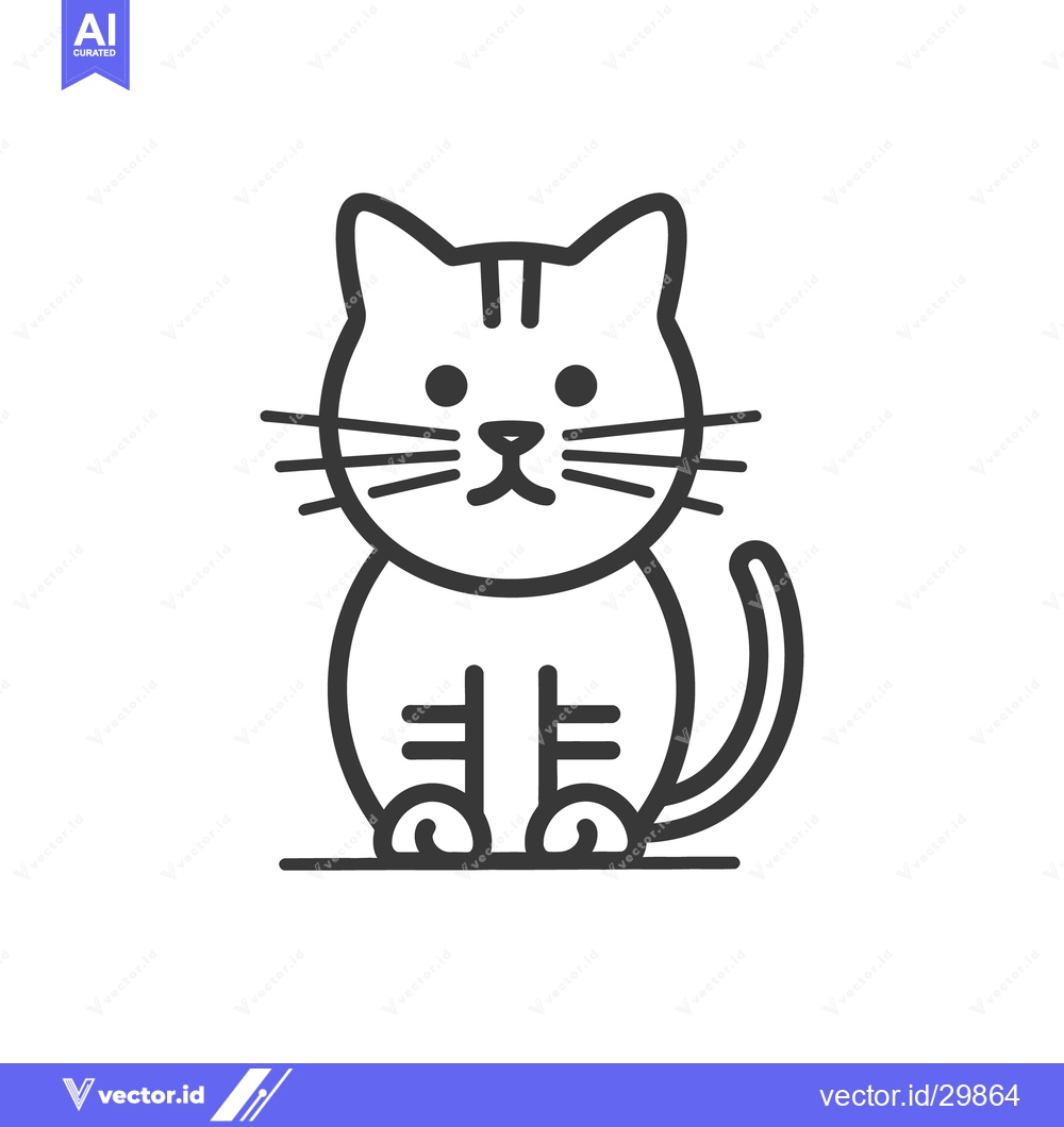 Premium Vector dari A simplified line drawing of a domestic cat sitting upright