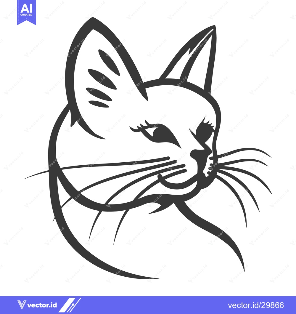 Premium Vector of A stylized line art illustration of a domestic cat head