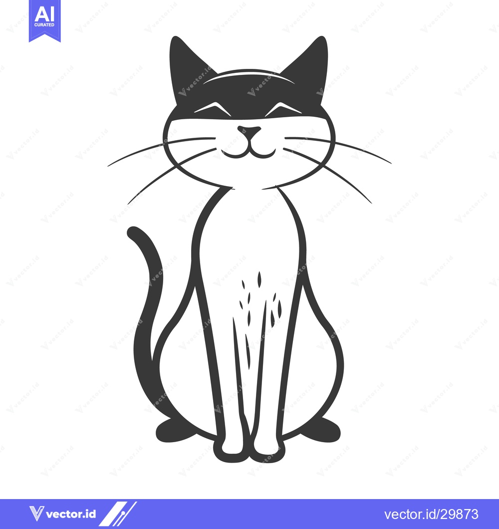 Premium Vector dari A Simple Black And White Cat Sitting Upright In A Pose