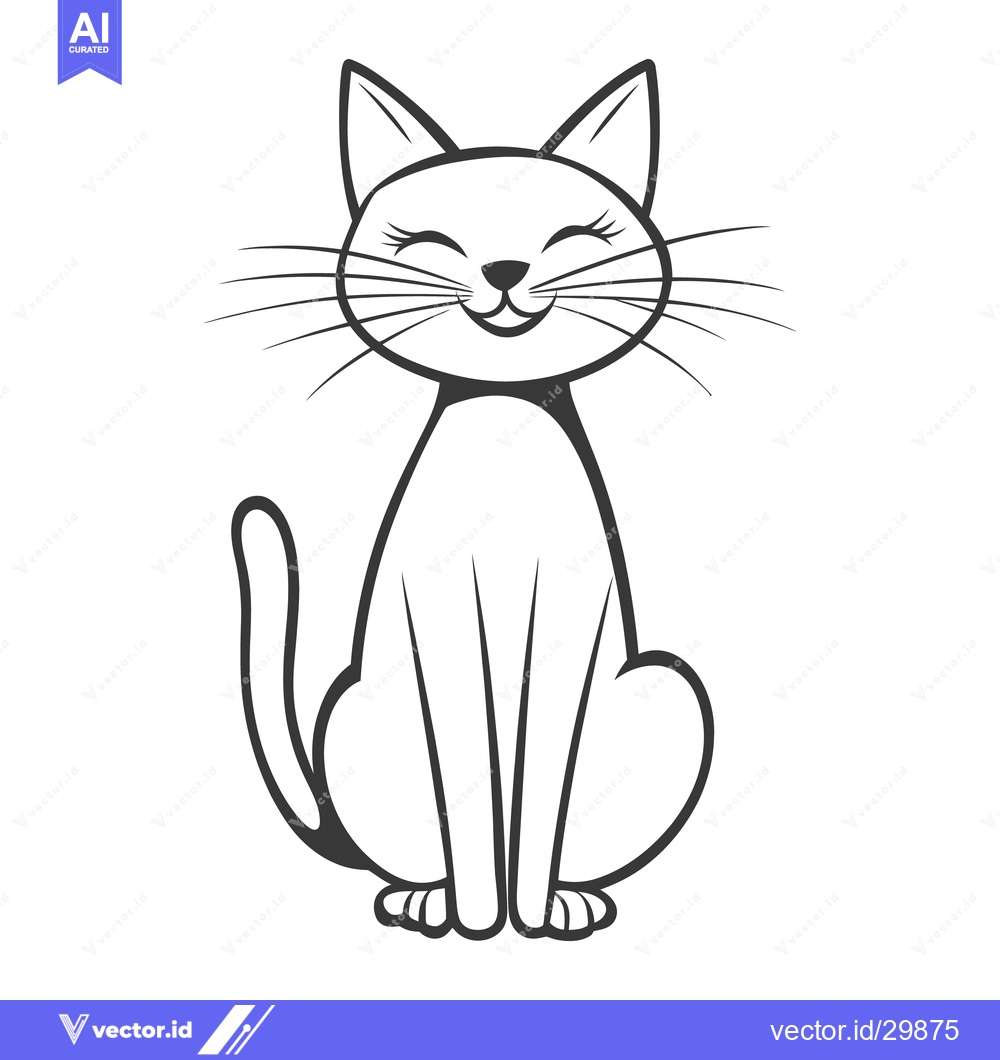 Premium Vector dari A smiling cartoon cat is sitting in an upright posture