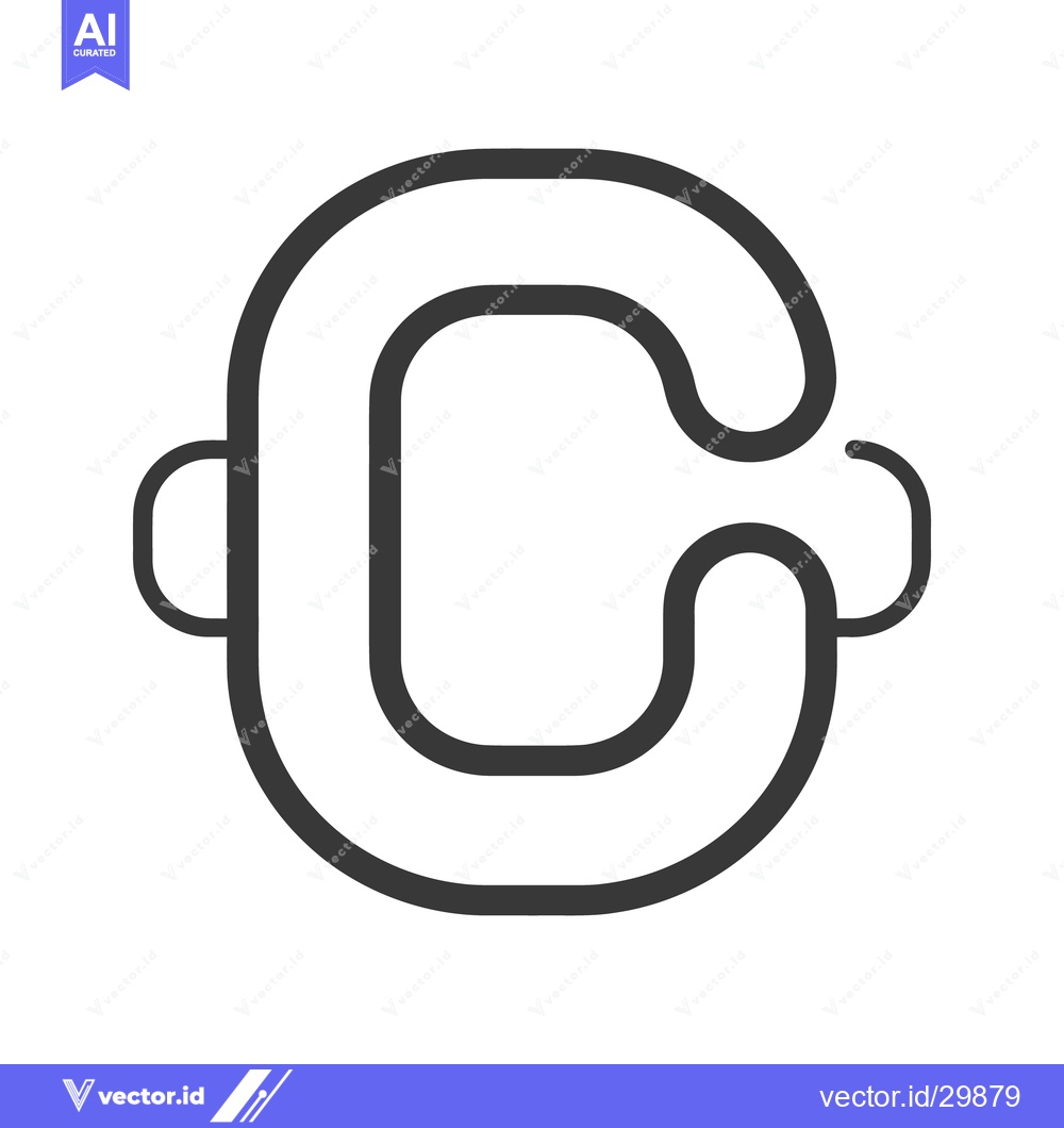 Premium Vector of A stylized bold letter C with two distinct curved handles