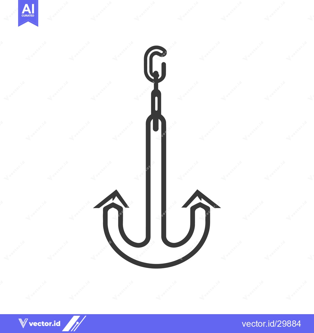 Premium Vector of Simple line drawing of a boat anchor with a hook