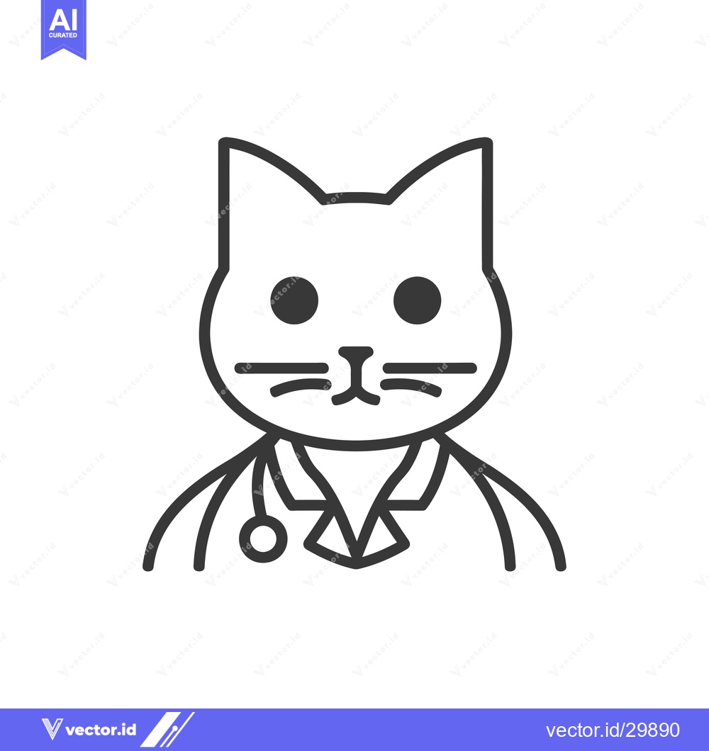 Premium Vector dari Cat Dressed as a Doctor with a Stethoscope