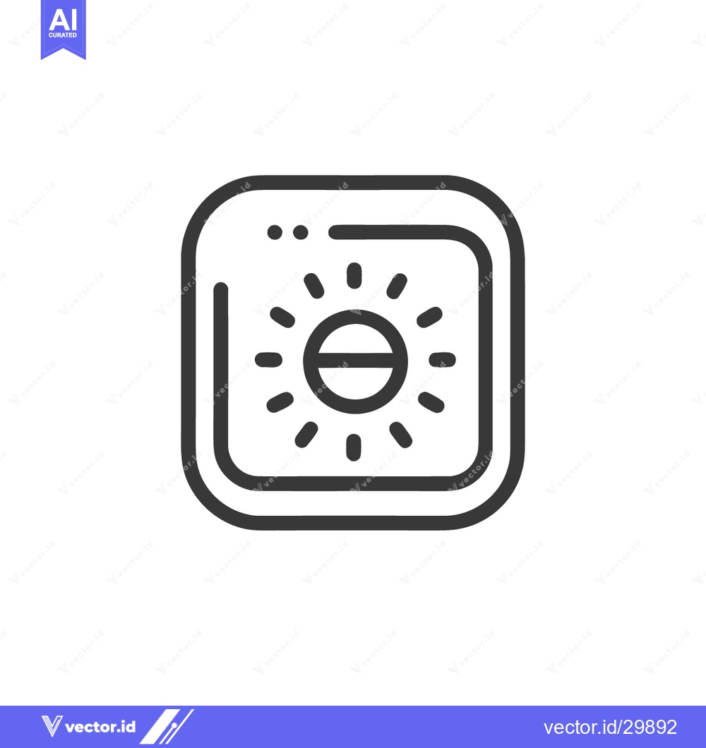 Premium Vector dari Minimalist Sun Icon in Rounded Square Frame, Black Outline on White