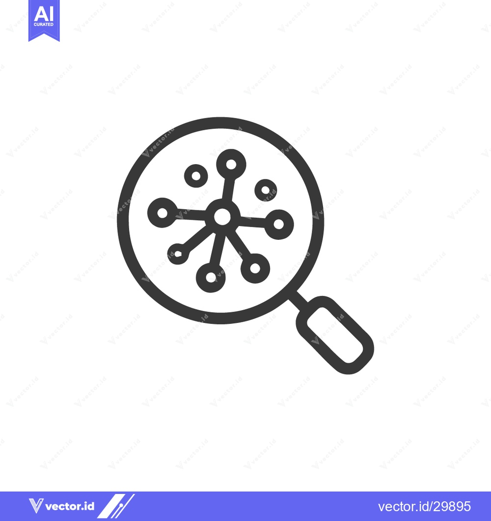 Premium Vector dari Molecular Analysis: Magnifying Glass Examining Complex Network Structu