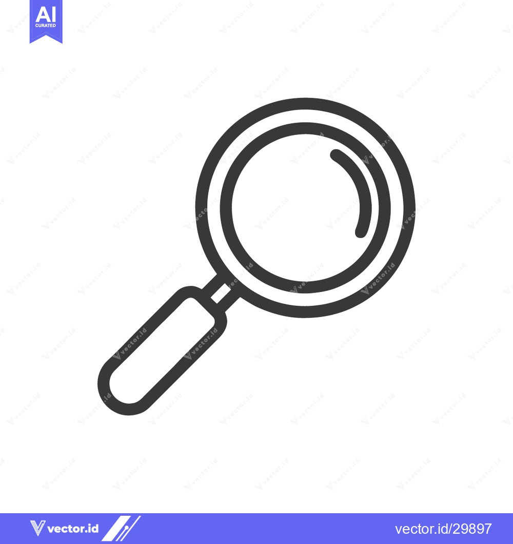 Premium Vector of Magnifying Glass Outline Icon: Search, Discovery, and Investigation Sy