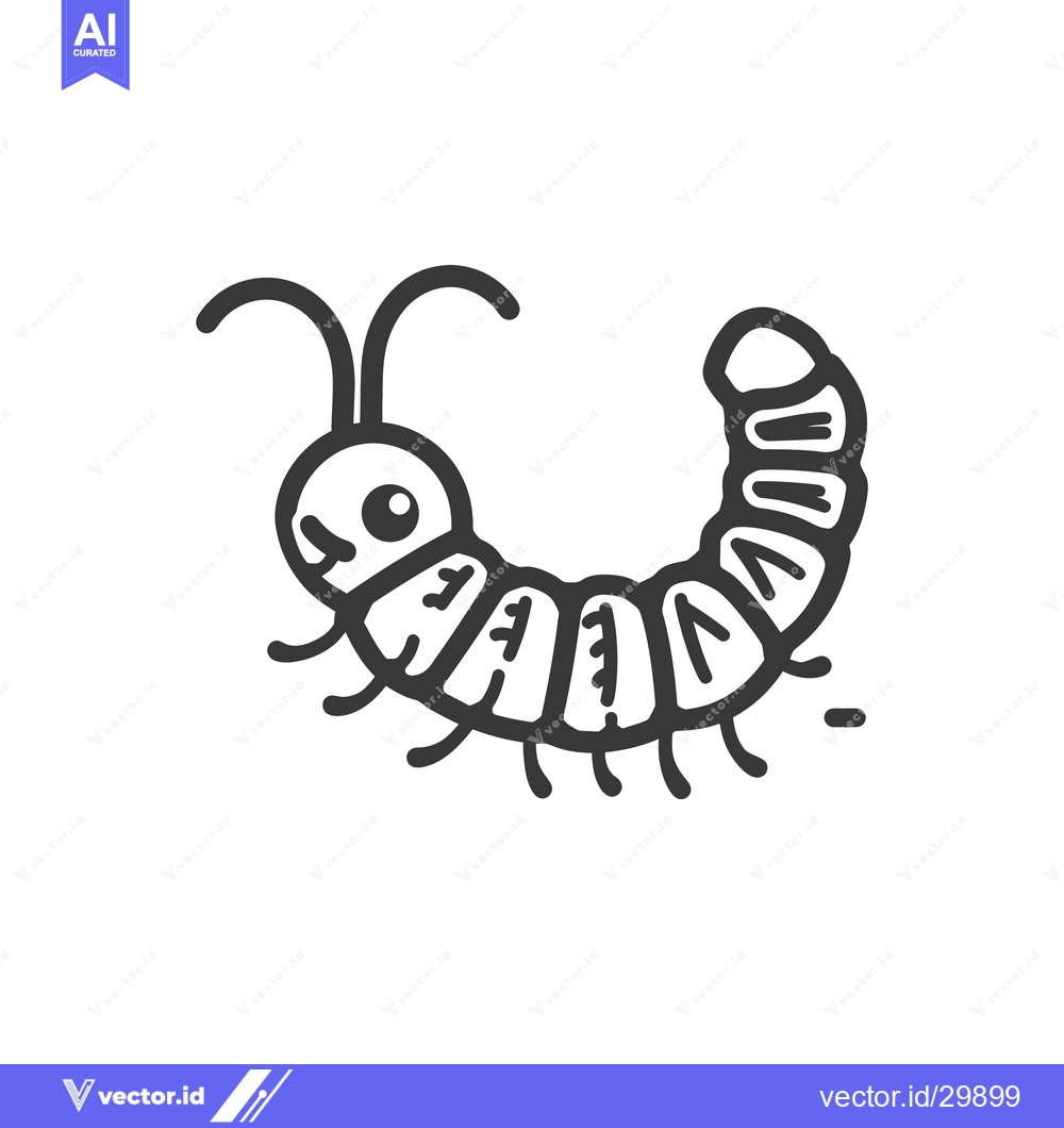 Premium Vector dari A simple black and white image of a small caterpillar creature