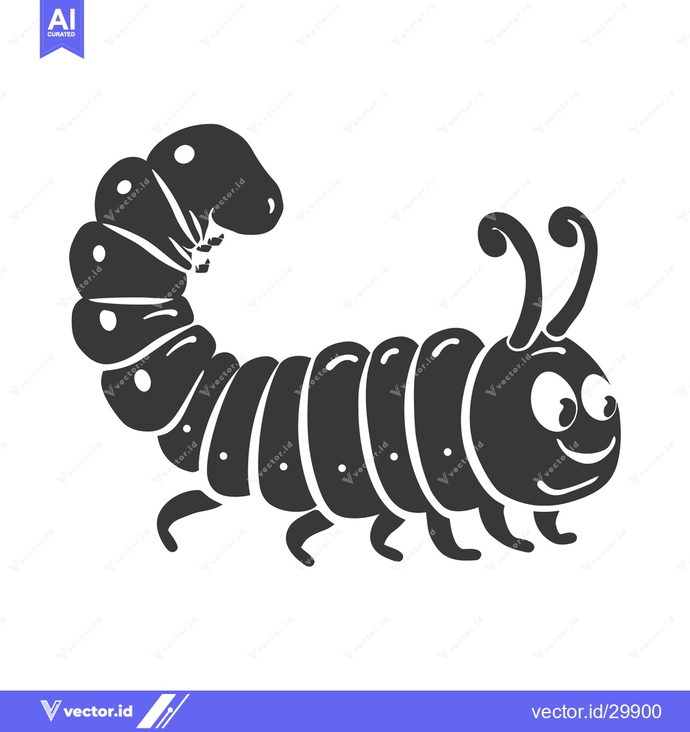 Premium Vector of An Illustration of a Happy Black Caterpillar Crawling Happily Around