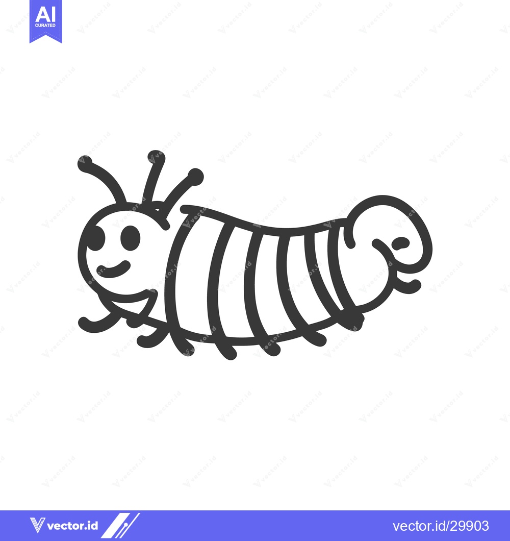 Premium Vector of Simple black and white drawing of a smiling caterpillar