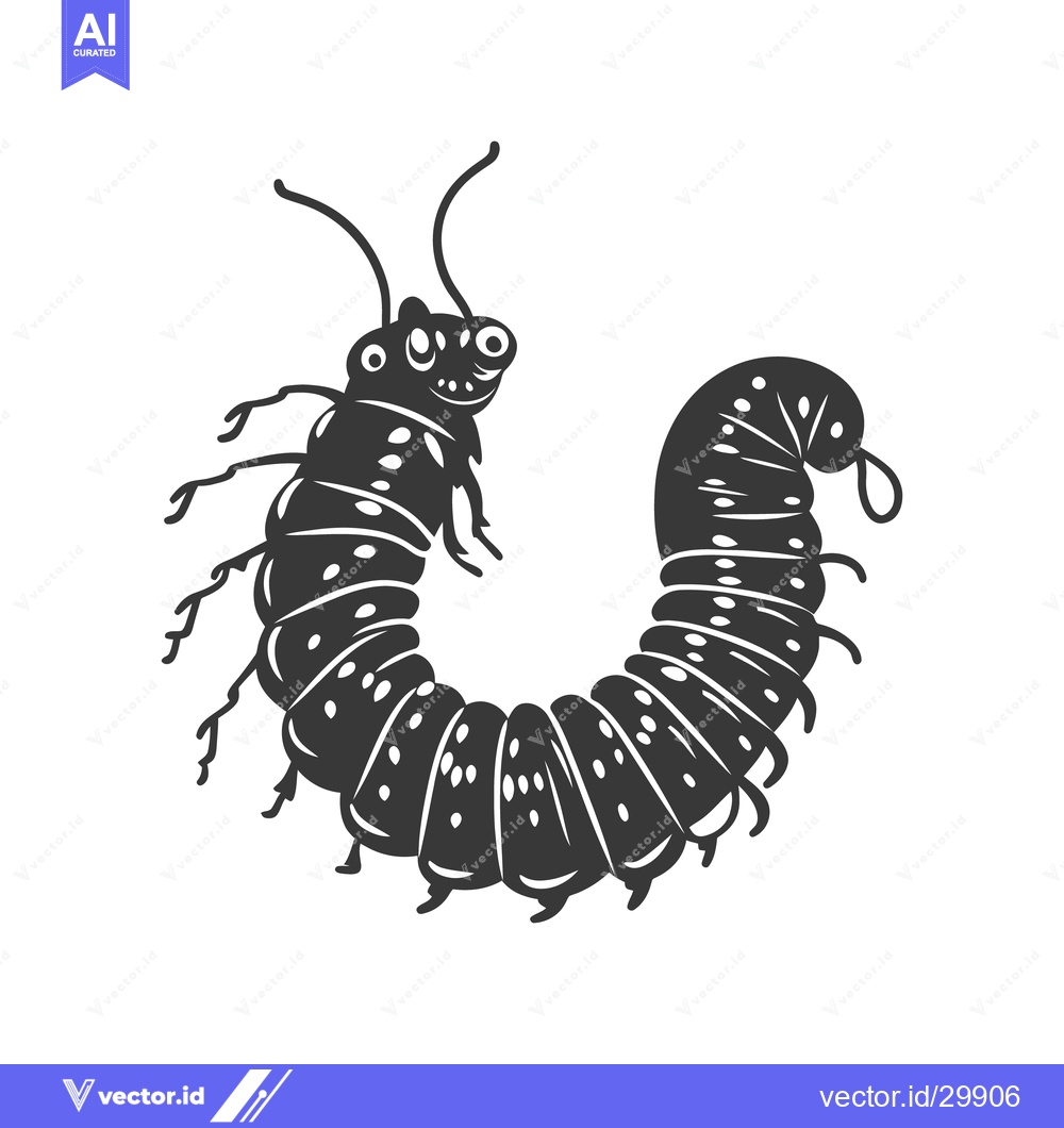 Premium Vector dari A smiling stylized depiction of a segmented insect creature
