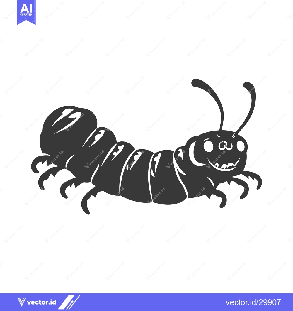 Premium Vector dari A stylized illustration of a smiling caterpillar insect creature