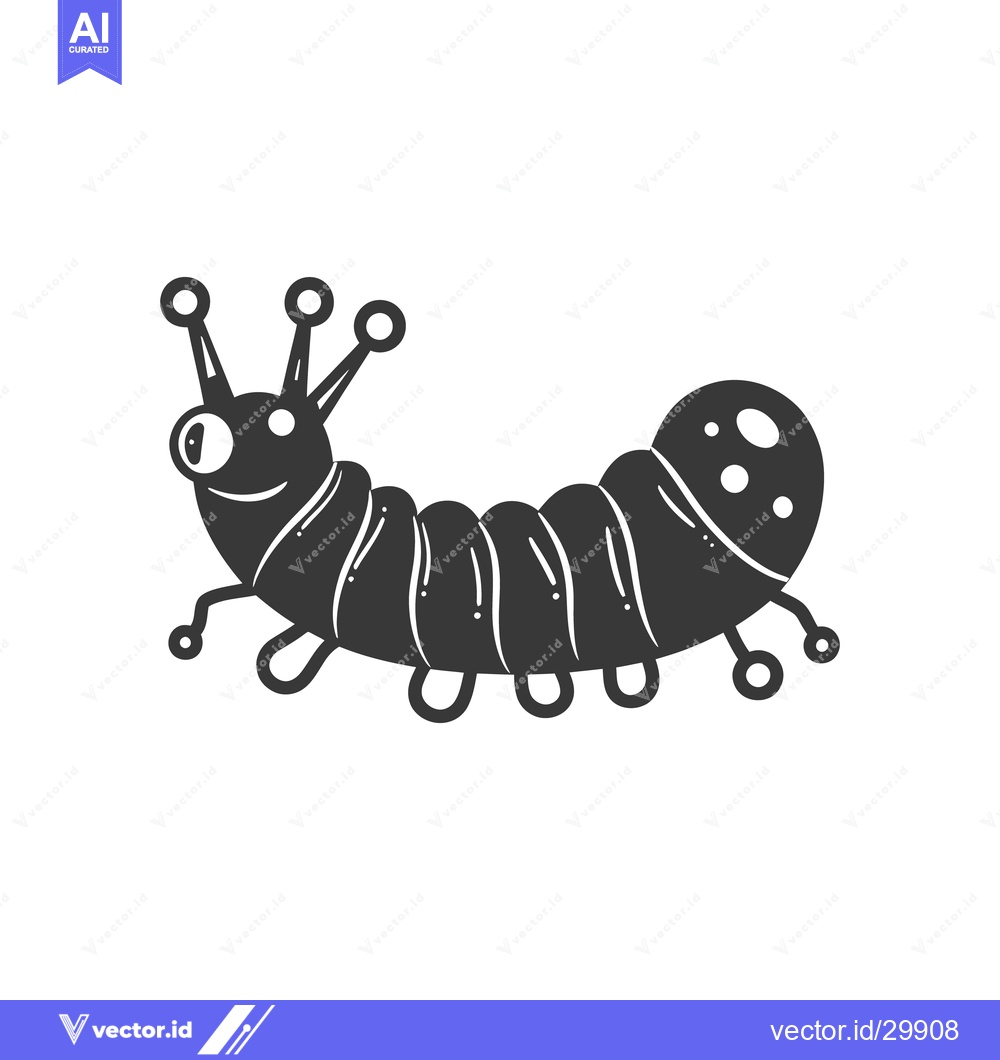 Premium Vector dari A cartoon illustration depicts a smiling caterpillar with antenna and